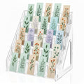 Bookmark Display Stand for 2.5''Bookmark, 5 Tier 25 Pockets Clear Acrylic Sticker Holder for Vendor Events Retail, Portable Stamp Display Shelf Rack