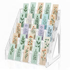 Bookmark Display Stand for 2.5''Bookmark, 5 Tier 25 Pockets Clear Acrylic Sticker Holder for Vendor Events Retail, Portable Stamp Display Shelf Rack