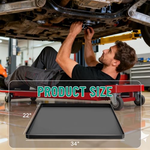 Oil Drip Mat for Under Car, 34x22in Silicone Oil Spill Mat for Garage Floor, No Splatter Non-Slip Oil Drip Pan Driveway Oil Catch Tray,Protect Garage Surface from Spill & Stain-Black - color: Black