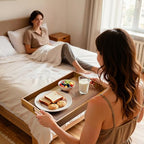 Serving Trays - 2 Pack, Acacia Wood Serving Platters with Ergonomic Handles, Versatile Rustic Decorative Trays for Breakfast, Brunch, Dinner, Coffee Table, Party, Kitchen-L - size: 16"x11"x1.57" and 17"x12"x1.57"