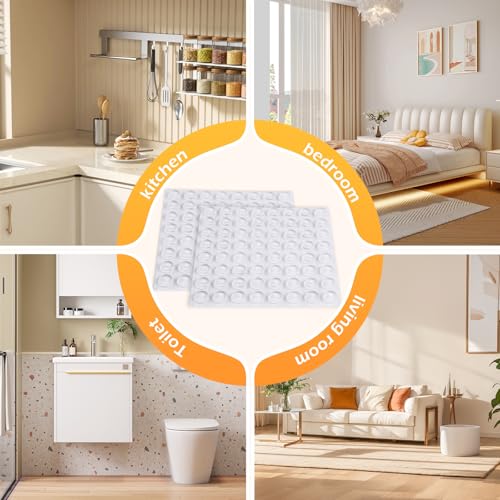 320 Pcs Cabinet Door Bumpers, 1/2" Diameter Self Adhesive Clear Cupboard Door Drawer Bumpers for Kitchen Cabinets Cutting Boards Picture Frames - size: 320-clear