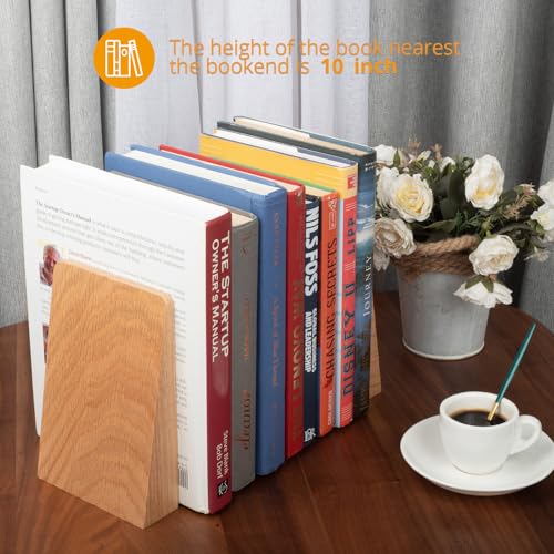 DRELIFAM Red Oak Book Ends Heavy Duty Handmade Book Ends for Shelves Decorative Bookends to Hold Heavy Books (Red Oak Large) - color: Large Red Oak Wood