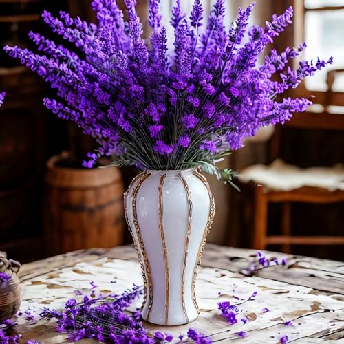 White and Gold Vases for Centerpieces,White Gold Ginger Jars for Home Decor,Large Gold Vases for Kitchen Counter,Vintage Vase with Lid,Birthday Anniversary (White Gold, 18 in +14 in) - color: White Gold-a, size: 18 in + 14 in
