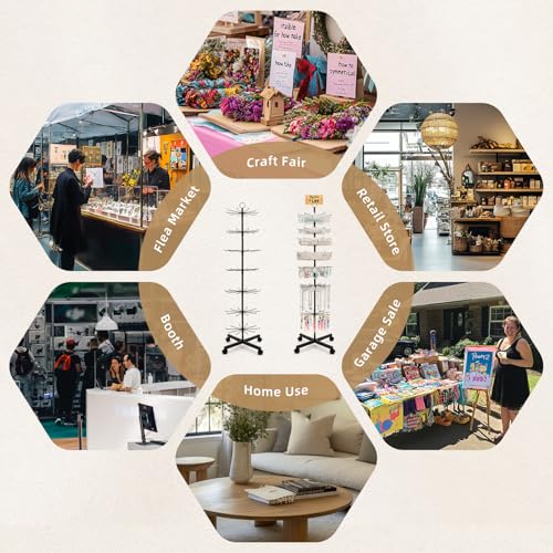 ANBOXIT Retail Display Stand, Rotating Display Rack for Earring Keychains Jewelry Vendor Events & Stores, 7 Tier Movable and Adjustable 1 PCS - Black
