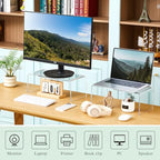RattanView 3 Pcs Extra Large 16, 15, 14 Inch Acrylic Display Risers Clear Acrylic Shelf Riser Display Stands 8 mm 5 mm Thick Rectangular for Monitors Large Scale Figurines Trophy Commercial Use - size: 16, 15, 14 Inch