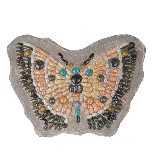 Garden Stepping Stones Outdoor - Resin Pebble in Butterfly Shape Stepping Stone Decorative Stone Bright Color Memories Pavers Outdoor for Garden Yard Multicolor 15.75 * 11.5 * 1 Inch - color: Colorful