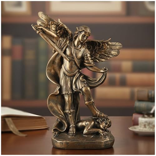 St. Michael the Archangel Statue – Bronze Finish Resin San Miguel Sculpture, Powerful Religious Decor for Home, Altar, or Prayer Room – 7.5 Inch Catholic Saint Michael Figurine - size: 5.32 x 2.36 x 7.48 inches