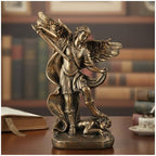 St. Michael the Archangel Statue – Bronze Finish Resin San Miguel Sculpture, Powerful Religious Decor for Home, Altar, or Prayer Room – 7.5 Inch Catholic Saint Michael Figurine - size: 5.32 x 2.36 x 7.48 inches