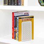 Acrimet Metal Bookends, Non-Skid Book Stand for Shelves, Heavy Duty Book Stopper, 6-7/8" H x 4" W x 4-1/2“ D, (White Bookend with Gold Design), 1 Pair - color: White Bookend With Gold Design, size: 10 cm X 11,5 cm X 17,5 cm