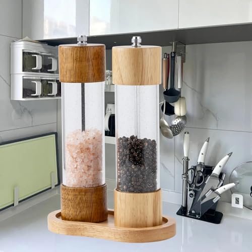 Salt and Pepper Wooden Mill Rest, Wood colours Pepper Grinder Tray, Work Surface and Dining Table Protector (Pepper mill not included) - color: H Wood Colours Mill Tray