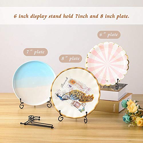 (2 pack)Iron Display Stand, Black Iron Easel Plate Display Photo Holder Stand, Displays Picture Frames, Cookbooks, Decorative Plates, Tablets and Art 6 Inch - color: Black, size: 6 inch(2 Pack)