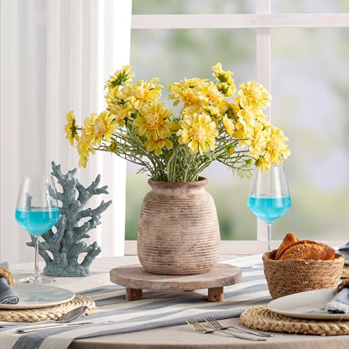 Ceramic Small Flower Vase, 6“ Rustic Farmhouse Vases Home Decor, Short Pottery Decorative Pampas Vase for Table Living Room Entryway Mantel Bookshelf Bedroom Bathroom Kitchen-Rustic - color: 6“ H - Rustic
