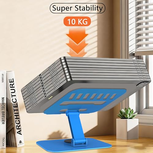 Metal Tablet Stand, Adjustable 360° Rotation Tablet Holder Compatible with 4-13" Tablet Such as iPad Pro Air, iPad mini, Tab S11 10, Surface Pro 12 (Blue) - color: Blue
