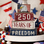 4 Pcs 250th Anniversary 4th of July Decorations USA Patriotic Memorial Day Tabletop Decorations Eagle Red White Blue Table Centerpieces American Flag Sign for Office Tiered Tray Home Shelf Party - style: Eagle Flag
