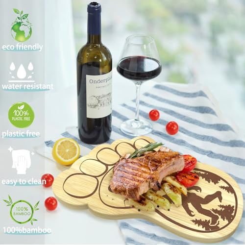 Sasquatch Charcuterie Board, 12.6" X 7.6" Unique Bigfoot Gifts, Footprint Cheese Board & Serving Tray For Anniversary Birthday Party Christmas Wedding Gifts, Mom, Big Foot Party Decor