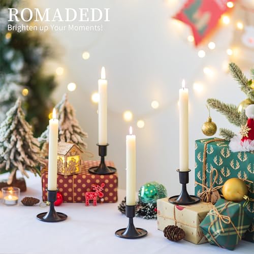 Black Candlestick Candle Holders for Taper ：12 PCS Romadedi Candle Stick Holder Set Vintage Table Centerpiece Halloween Decoration Wedding Christmas Fireplace Mantel Home Deocr - color: Black, size: 12 pcs