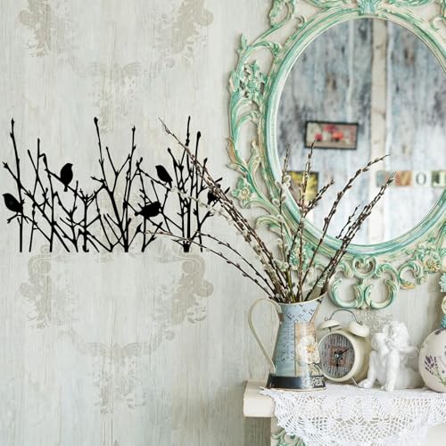 cape leadwort Metal Birds on Branches Wall Art Decor Sculptures, Metal Tree with Birds Wall Art, Wall Mounted Indoor/Outdoor Garden Decor, Gift for Bird Lovers - color: Bird