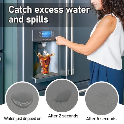 LOPNUR Refrigerator Drip Tray Catcher 2 Pack - 8.3x3.7 Cuttable Refrigerator Mats Hide Stains, Fridge Ice Water Dispenser Absorbent Mat for Samsung Whirlpool GE, Fridge Drip Pad (Semi Circle, Grey) - color: Grey, size: Semi Circle - 8.3"x3.7"