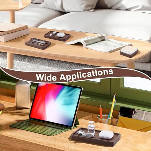 4 Piece Wooden Desk Organizer Tray With Pen Holder, Walnut Wood Pencil Holder, Minimalist Desk Accessories, Mens Valet Tray Office Supplies, Stationery Pen Key Wallet Catchall Trays - style: valet tray