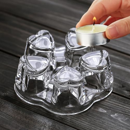 Teapot Warmer, Borosilicate Glass Tea Warmer, Heating Base Tea Warmer 5.3in Dial, Candle Never Flames Out with Tealight Holder