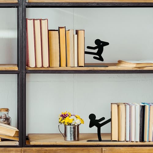Unique Metal Bookends for Office Desk – Cute Decorative Book Ends for Bookshelves, Reading Decor & Idea Gift for Book Lovers