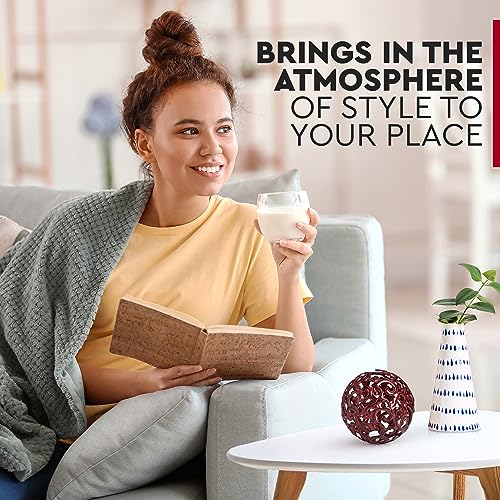 Everydecor Metal Decorative Sphere for Home Decor - Decorative Balls for Shelves, Centerpiece Bowls, Bookshelf - Decoration Orbs Accents for Living Room, Bedroom - Fancy Red Shelf Spheres - color: F. Red, size: 4 Inch