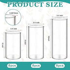 Zopeal 24 Pcs Cylinder Glass Vases Bulk 6" 8" 10" Clear Glass Cylinder Vases for Flowers, Floating Candles, Wedding Table Centerpieces, Party Home Decor(6, 8, 10 Inch)