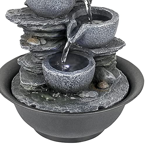 10.6inch Rock Indoor Water Fountain Zen Meditation Tabletop Fountain with LED Light for Home Office Bedroom - color: 10 3/5"_1