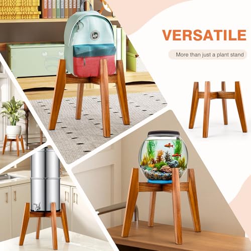 RAINBLELAND Acacia Wood Plant Stand for 9 Inch Pots, Mid Century Modern Indoor Plant Stand, Solid Hardwood, Non-Adjustable Flower Pot Holder for Home and Patio Décor - color: 9" acacia wood