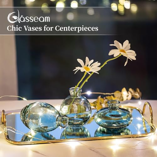 Bud Vases 3Pcs/Set Small Vases Handmade Cute Green Small Vases for Flowers Centerpieces Glass Vases Mini Vase Home Decor Centerpieces, Events Table Decor - color: Green, size: 1 Set