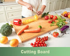 Allsum 30x20" Bamboo Cutting Board for Kitchen, Extra Large Wood Charcuterie Board with Side Handles and Juice Grooves, Stove Top Cover, Noodle Board over Sink, Cheese Serving Tray - size: 30"L x 20"W