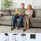 Rubypin Multifunctional TV Tray Table – Adjustable Dinner Folding Table for Bed & Sofa with Cup Holder, 6 Height Settings & 3 Tilt Angles (Black)