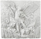 Design Toscano Michael the Archangel Slaying Demon Indoor/Outdoor Wall Frieze Sculpture, 22 inches wide, Cast Stone Resin, Antique Stone Finish