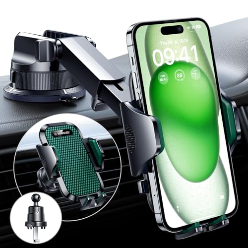 VANMASS [True Military-Grade] Car Phone Holder [Strongest Suction & Clip] Cell Phone Mount for Dashboard Windshield Vent Truck Accessories Cradle Dash Stand for iPhone 15 14 13 12 Android,Green - color: Green