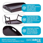 BirdRock Home Bamboo Bed Tray | Wooden Curved Sides Breakfast Serving Tray with Folding Legs | Walnut