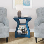 FROMJBEST End Tables Living Room, End Table end Table with Charging Station and USB,Navy Blue Side Table, Nightstand for Bedroom,3 Tier End Table with Storage Shelf for Living Room - color: Navy Blue