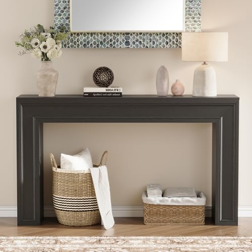 Rresyet 55 Inch Long Console Table, Sofa Table Behind Sofa, Entryway Table, Farmhouse Entryway Table for Entry, Hallway, Living Room (Black) - color: Black