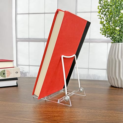 GIBSON HOLDERS 3PL Adjustable White Wire and Clear Acrylic Display Easel, 3.875" W x 5.375" D x 5.25" H, Pack of 3 - size: 3-Pack