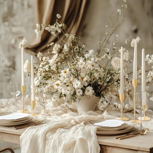 French Gold Taper Candle Holders for Wedding Table Centerpiece,Tall Taper Candlestick Holders Bulk Set of 6,Metal Candle Stick Holders for Dinning or Mantel Centerpiece,Party Home Decor - color: French Gold, size: Set of 6