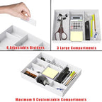 Simple Houseware Drawer Organizer Tray with 9 Adjustable Compartments, White - color: White, size: 1 Pack