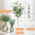 16Pcs Faux Olive Branches&Eucalyptus Branches, 18''Artificial Olive Stems 15''Eucalyptus Stems,Perfect Greenery for Vase,Centerpieces,Spring Decor,Home Decoration for Dining Room&Living Room