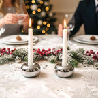 Silver Modern Doughnut Shaped Candlestick Holder, Small Decorative Taper Candle Holder for Bathtub Bedroom Livingroom - size: 1 Pack