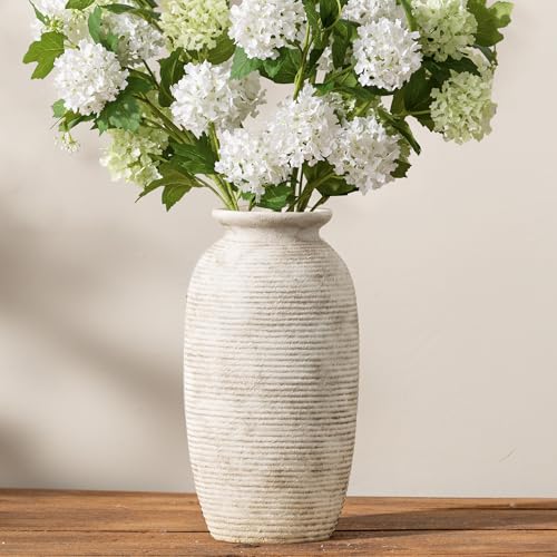 Ceramic Flower Vase, 12.5" Large Vases Home Decor Rustic Farmhouse Tall Pottery Decorative Pampas Vase for Table Living Room Entryway Mantel Bookshelf Bedroom Bathroom Kitchen-Rustic White - color: 12.5“ H - Rustic White