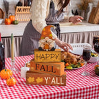 Lineshading 4 Pcs Fall Decorations for Home Wooden Gnome Block Sign Thanksgiving Tiered Tray Decor Thanksgiving Centerpiece Rustic Fall Table Decor for Autumn Harvest Party Home Kitchen Decorations - style: Fall Gnome
