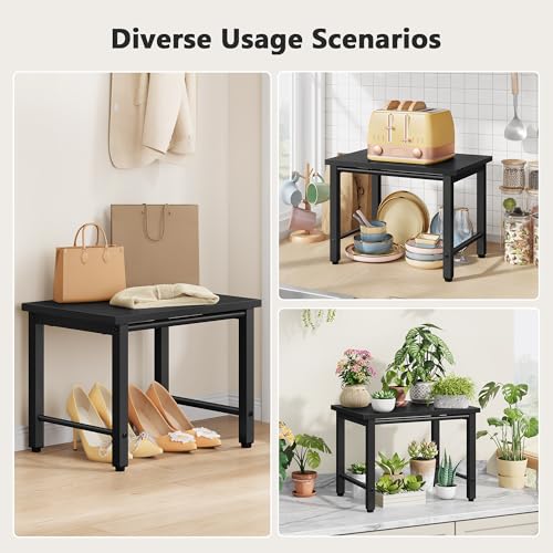 Gewudraw Printer Stand-Desktop Shelf Storage Organizer for Printers,Small End Table, Book Shelf and Wooden Desk Shelf for Home Office, Black - color: Black, size: 1 layer