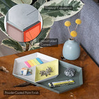 LINE+ARC Hand-Painted Metal Nesting Trays (Set of 3 ModTrays, Tomato & Blue Oat) for Mid-Century Modern Coffee Table Entryway Stacking Geometric Trinket Valet Catchall Vanity Jewelry Ottoman - color: Tomato & Blue Oat