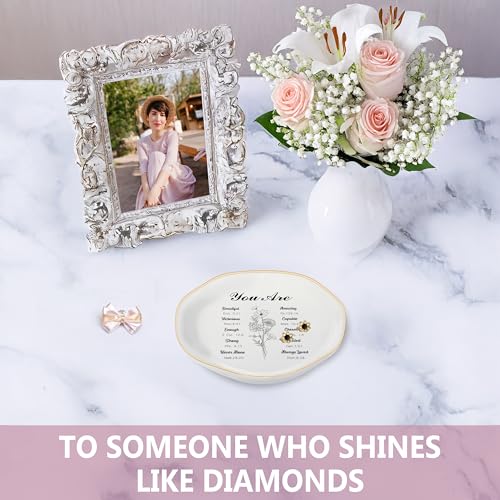 God Says You Are - Christian Bible Verse Jewelry Dish Trinket Tray - Unique Ceramic Ring Jewelry Tray for Women (You Are Enough) - style: You Are Enough