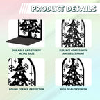 Peacoblue Metal Bookends for Shelves, Modern Decorative Heavy Duty Study Book Ends Stoppers for Office, Desk, Shelf, Room 5.3"x4.3"x7.9" Cast Iron Simple Tall Bookends 1 Pair (Christmas Tree) - style: Christmas Tree