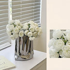 Ceramic Flower Vase, Crinkle Paper Bag Shape, Silver Metal, Modern Home Decor (X-Large) - size: X-Large