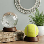 JUXYES Wooden Sphere Holder Display Stand, 3 Pack Small Wood Crystal Ball Stand, Simple Round Display Easel Stands for Crystal Balls, Baseball, Tennis Ball, Stones, Gemstones, Collections - size: M - 3 PCS